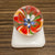 Floral Marble - Red/Orange/Aqua Kilnformed Glass Bob Leatherbarrow