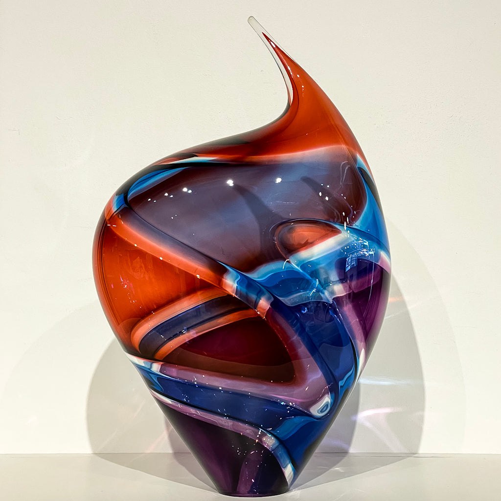 Baby Incalmo Vessel - Red, Blue, and Purple | 9" x 15" Blown Glass Paull Rodrigue