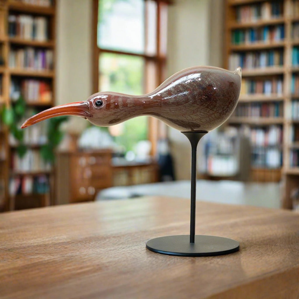 Horizontal Shorebird Decoy | 10" x 14" x 5" Blown Glass with Forged Metal Darren Petersen