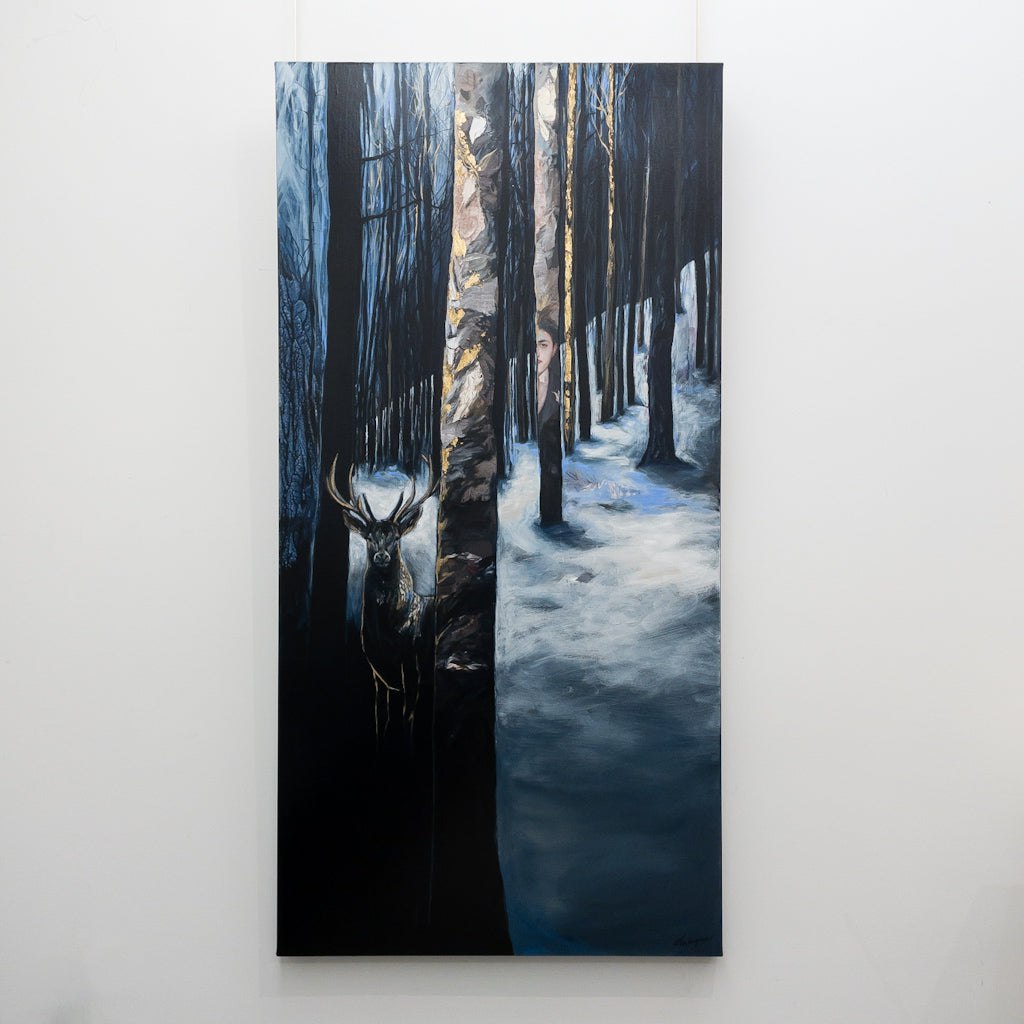 Promenons-Nous dans Les Bois | 60" x 30" Mixed Media on Canvas Annabelle Marquis