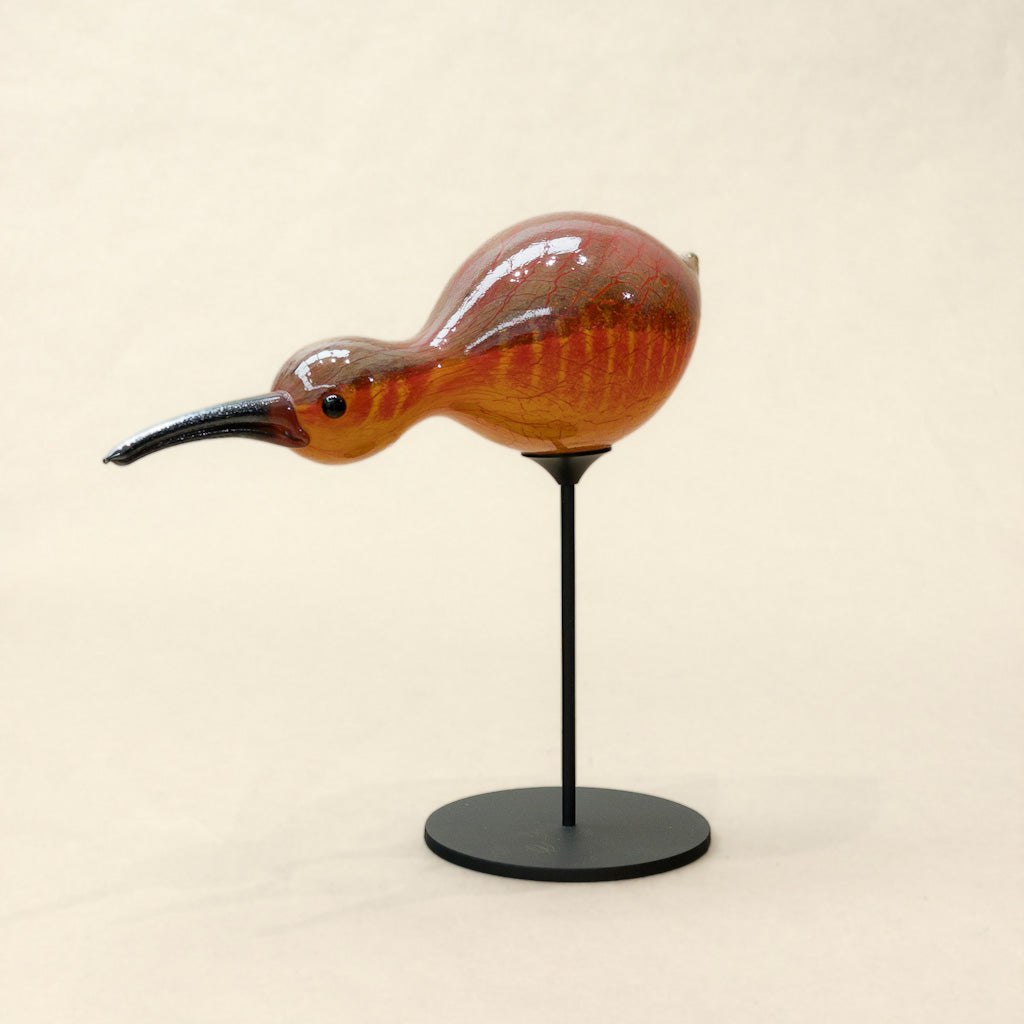 Horizontal Shorebird Decoy | 8" x 10" x 4" Blown Glass with Forged Metal Darren Petersen