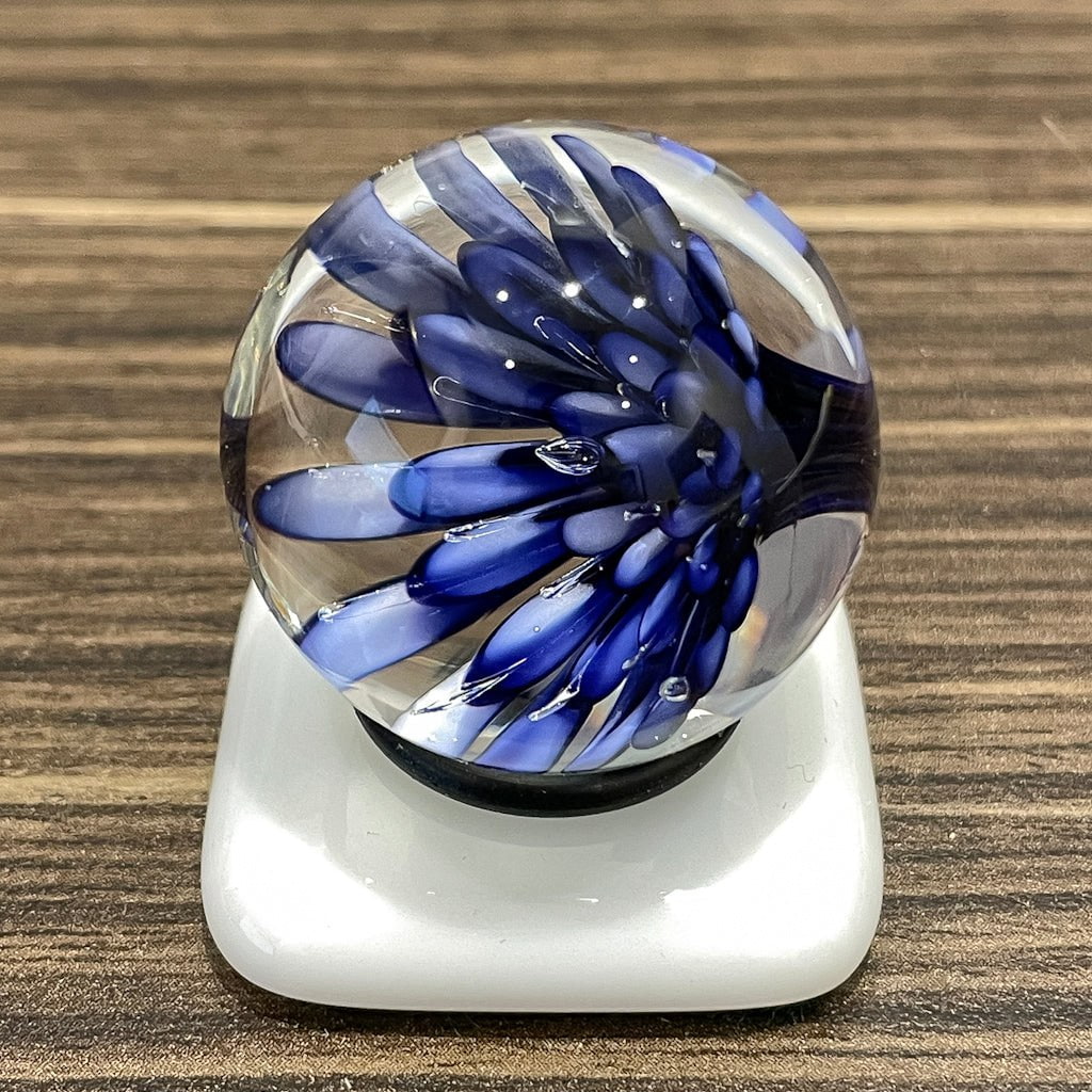 Implosion Marble - Cobalt/White Lamp-worked Glass Marble Bob Leatherbarrow