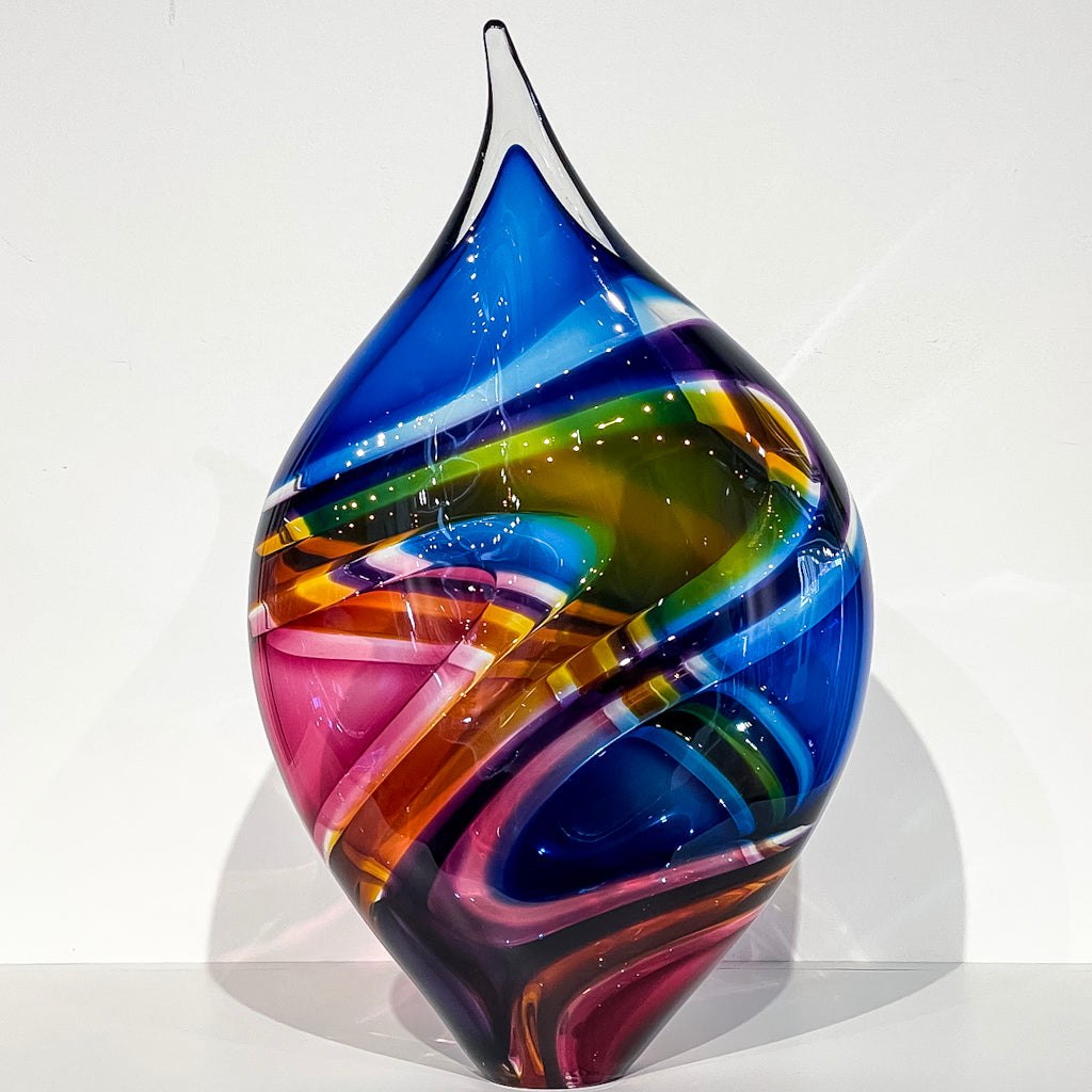 Large Incalmo Vessel -  Purple, Amber, Red and Blue | 18" x11" Blown Glass Paull Rodrigue