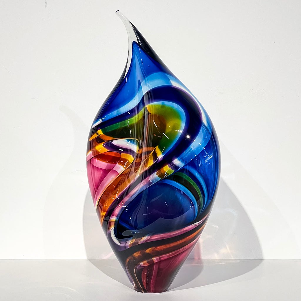 Large Incalmo Vessel -  Purple, Amber, Red and Blue | 18" x11" Blown Glass Paull Rodrigue