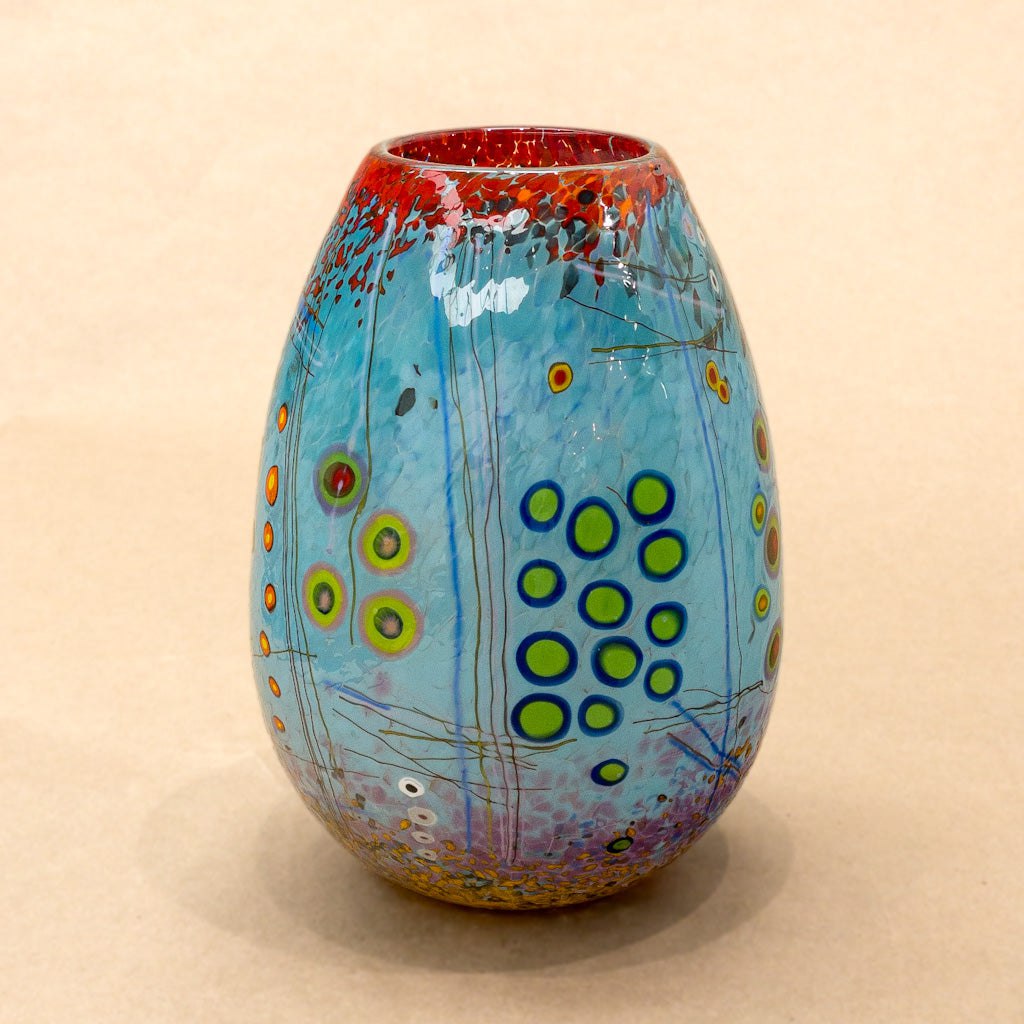 Murrini Vase | 9" x 6" x 6" Murrini Patterned Blown Glass Darren Petersen