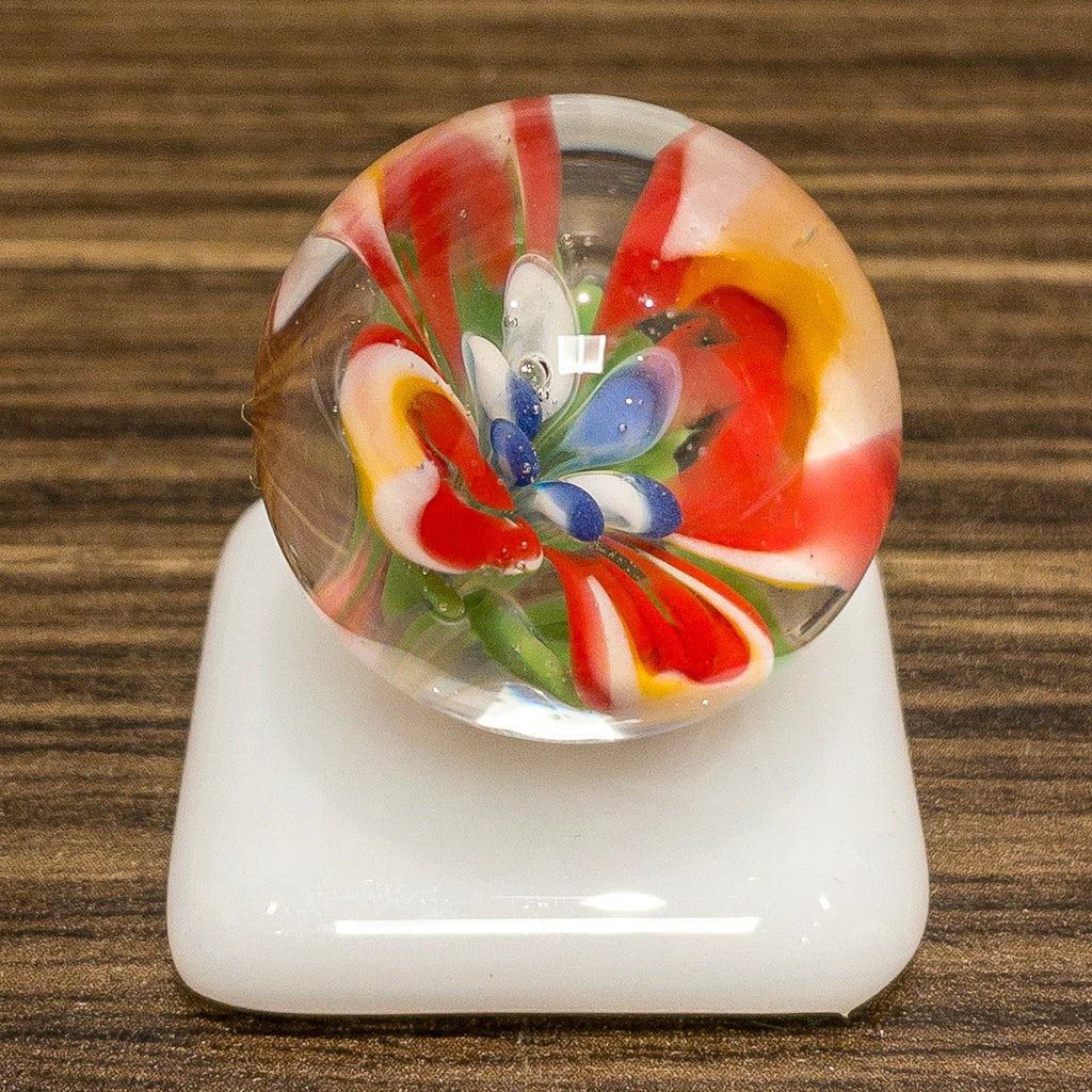 Floral Marble - Red/Orange/Aqua Kilnformed Glass Bob Leatherbarrow