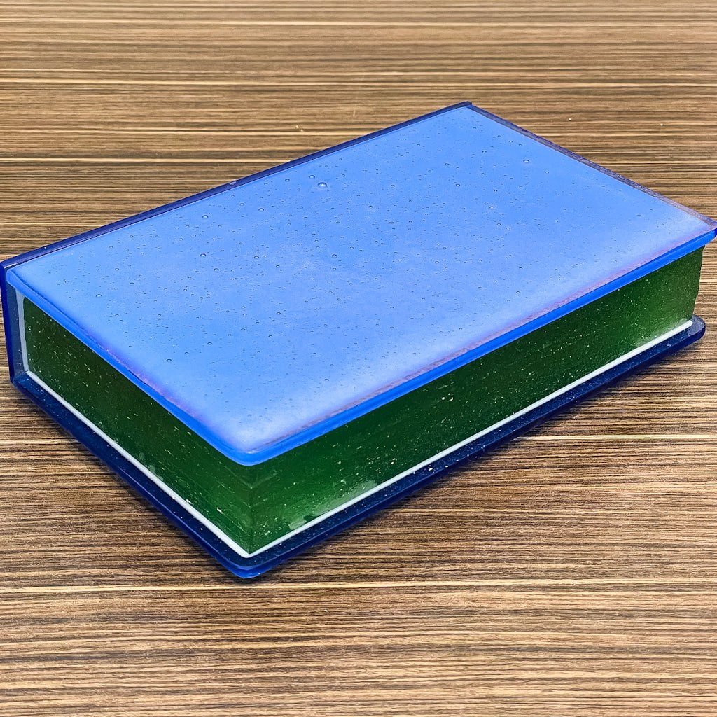 Light Reading - Light Blue/Green | 1.75" x 8.75" x 5" Kilnformed Glass Bob Leatherbarrow