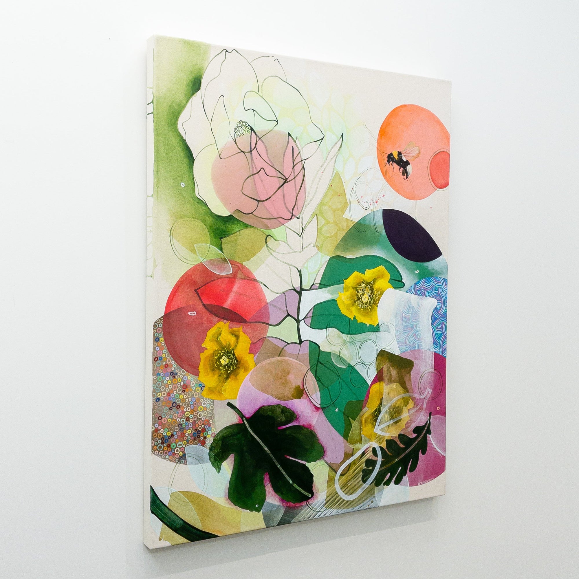 Sophie Carrier Macadamia Flower | 30" x 40" Mixed Media on canvas