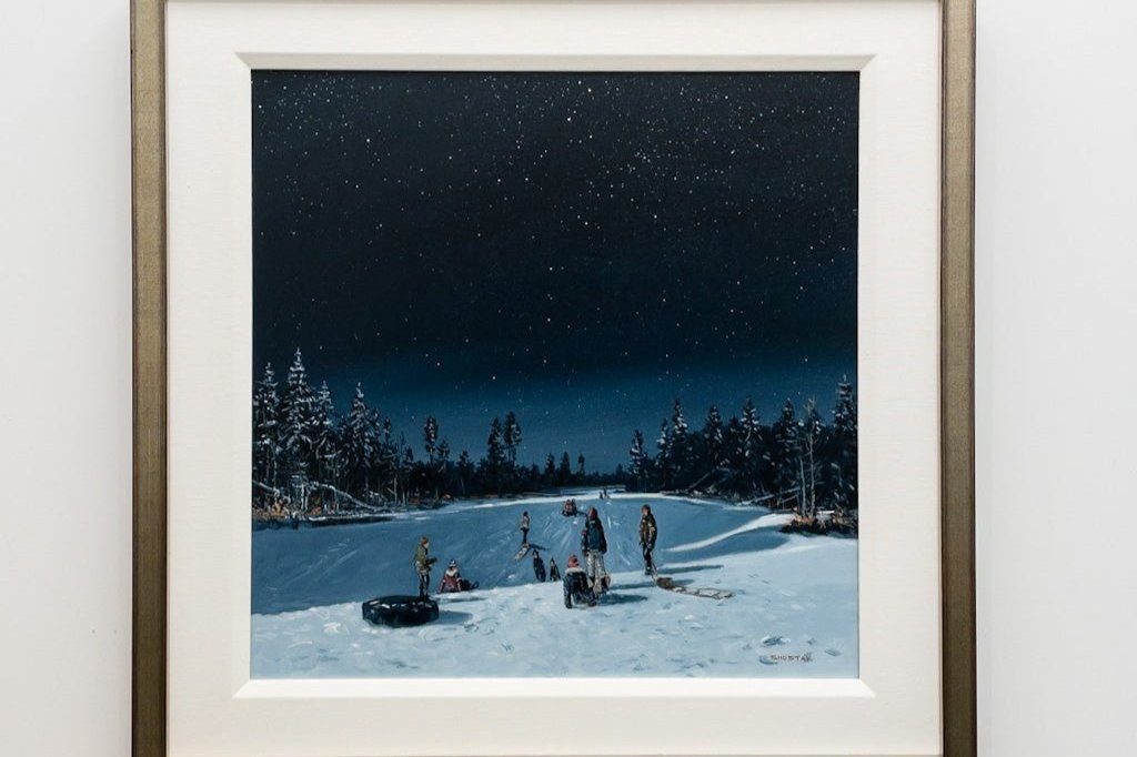 Saturday night on the hill | 23" x 23" Oil on Canvas Peter Shostak