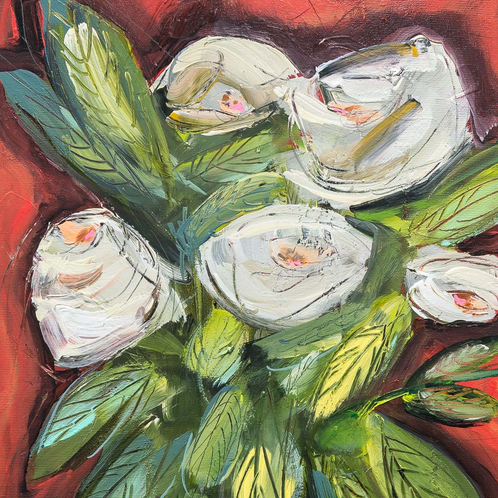White Buttercup | 48" x 12" Acrylic on Canvas Josée Lord