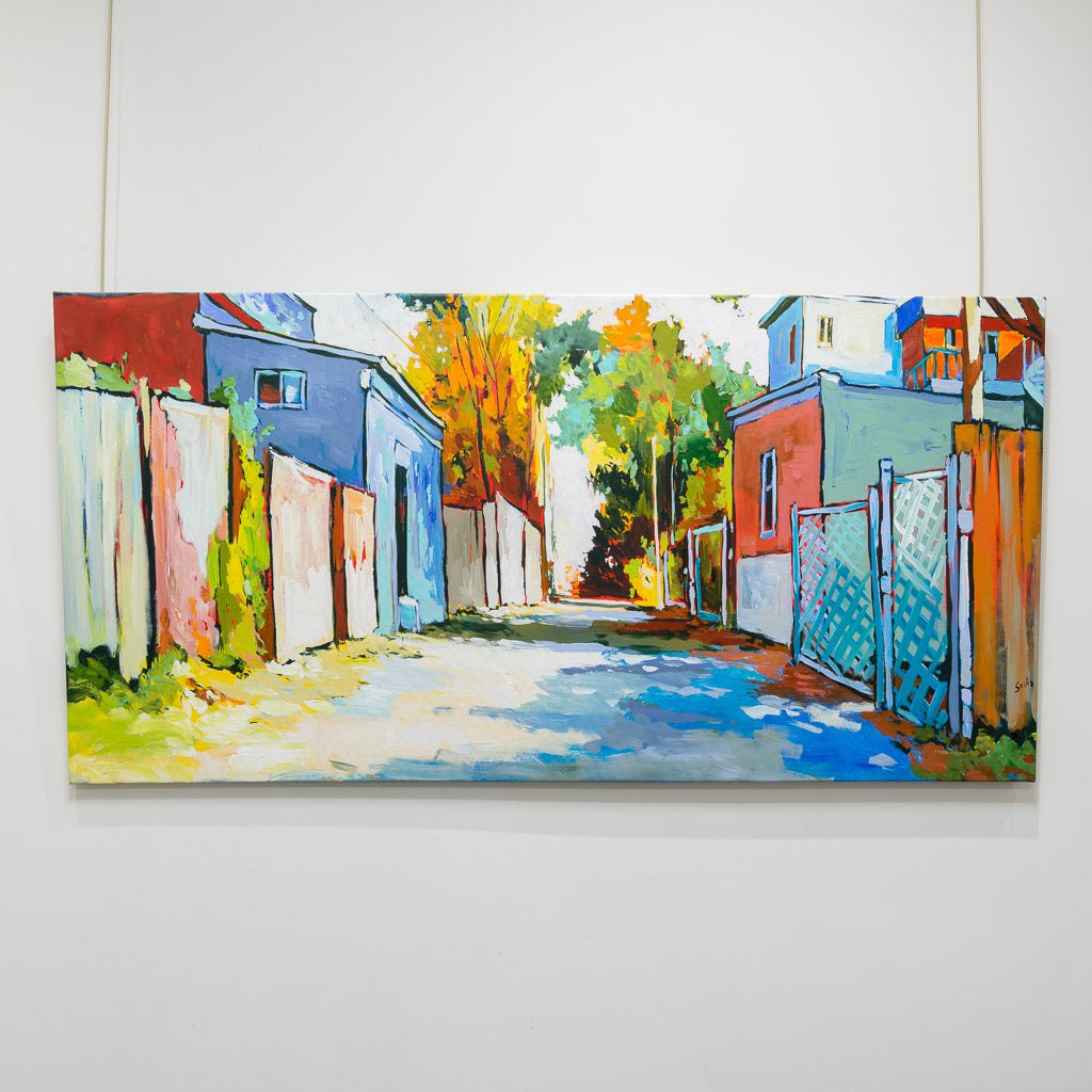 Alley Urban Garden | 30&quot; x 60&quot; Acrylic on Canvas Sacha Barrette