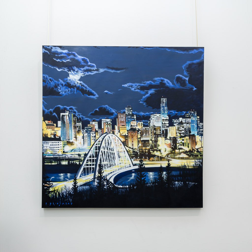 Moon Over Walterdale Bridge  |  48" x 48" Acrylic on Canvas Fraser Brinsmead