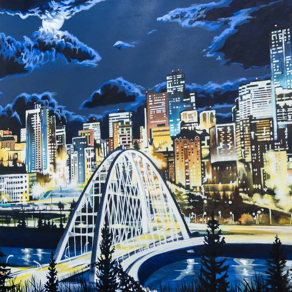 Moon Over Walterdale Bridge  |  48" x 48" Acrylic on Canvas Fraser Brinsmead