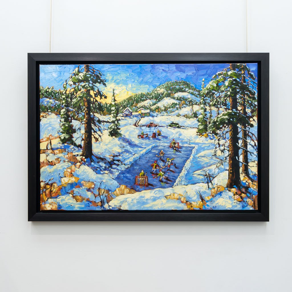Winter Shinny | 24&quot; x 36&quot; Oil on Canvas Rod Charlesworth