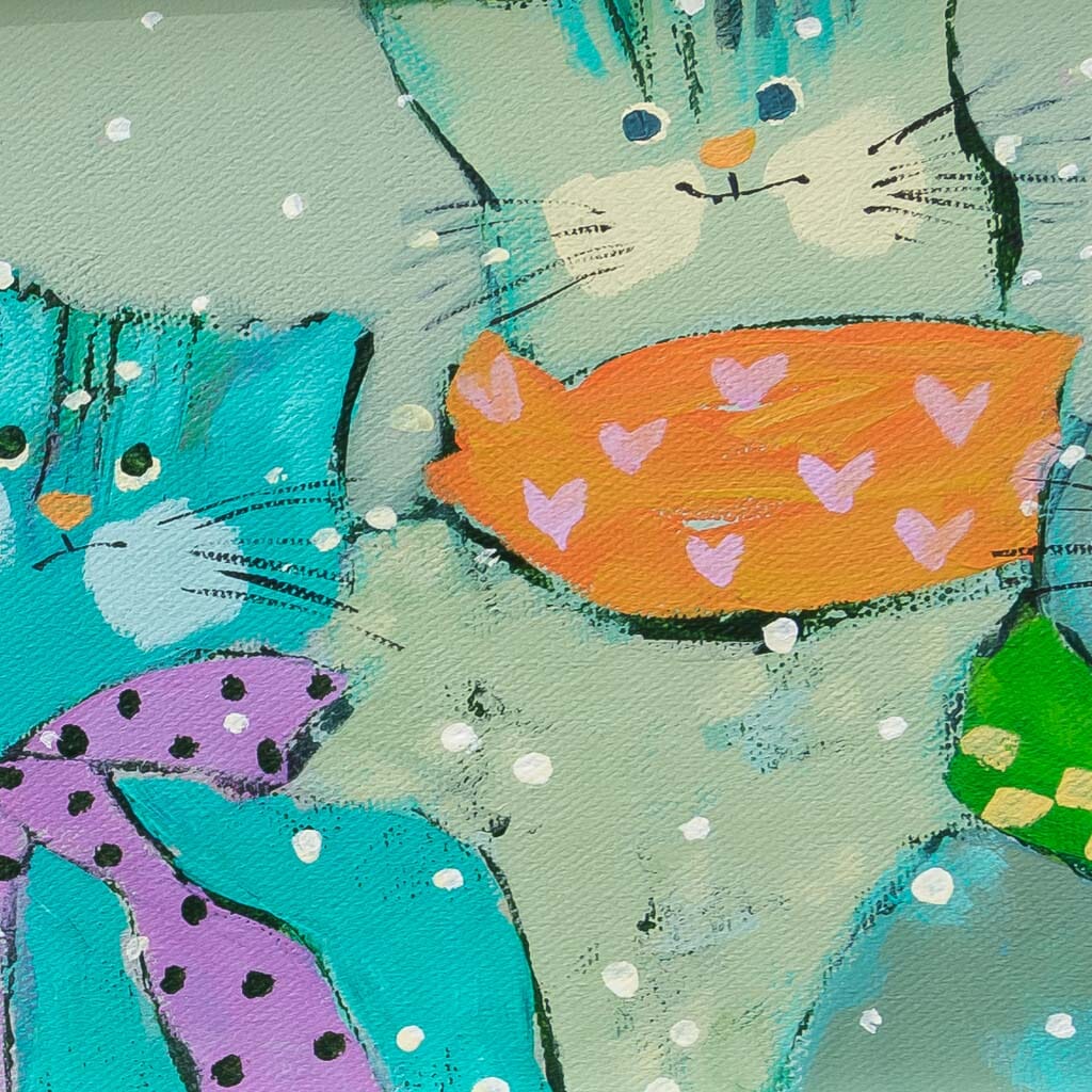 The Happy Cats | 6" x 20" Acrylic on Canvas Claudette Castonguay