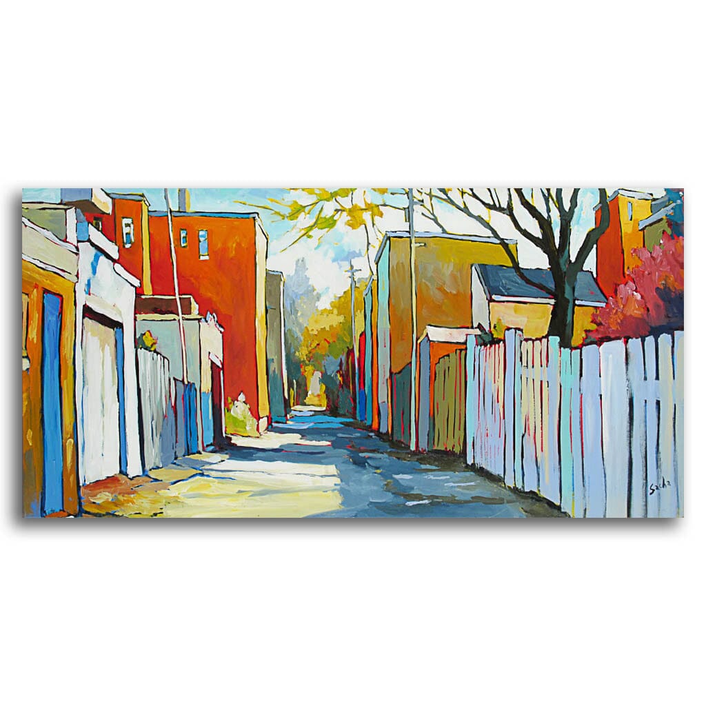 Sacha Barrette Alley Autumn Rising Sun | 24&quot; x 48&quot; Acrylic on Canvas
