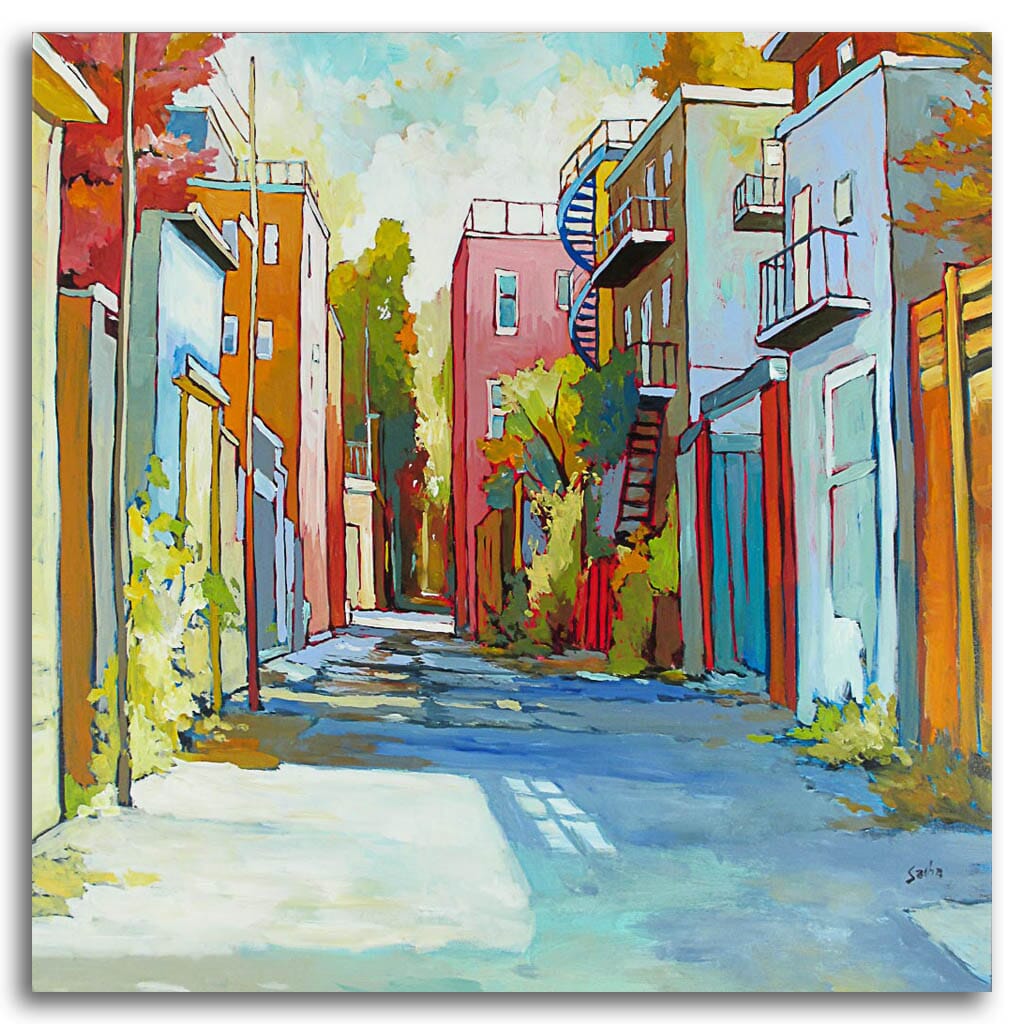 Alley Light and Colours | 48&quot; x 48&quot; Acrylic on Canvas Sacha Barrette