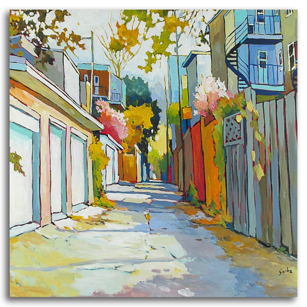 Greenery Alley | 40" x 40" Acrylic on Canvas Sacha Barrette