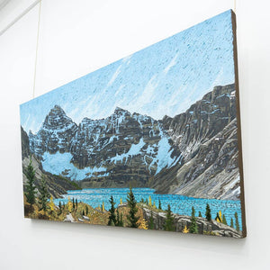 Joel Mara Shadow on a Mountain, Sun on a Lake 28" x 54" Oil on Canvas