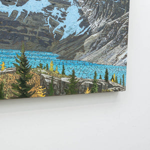 Joel Mara Shadow on a Mountain, Sun on a Lake 28" x 54" Oil on Canvas