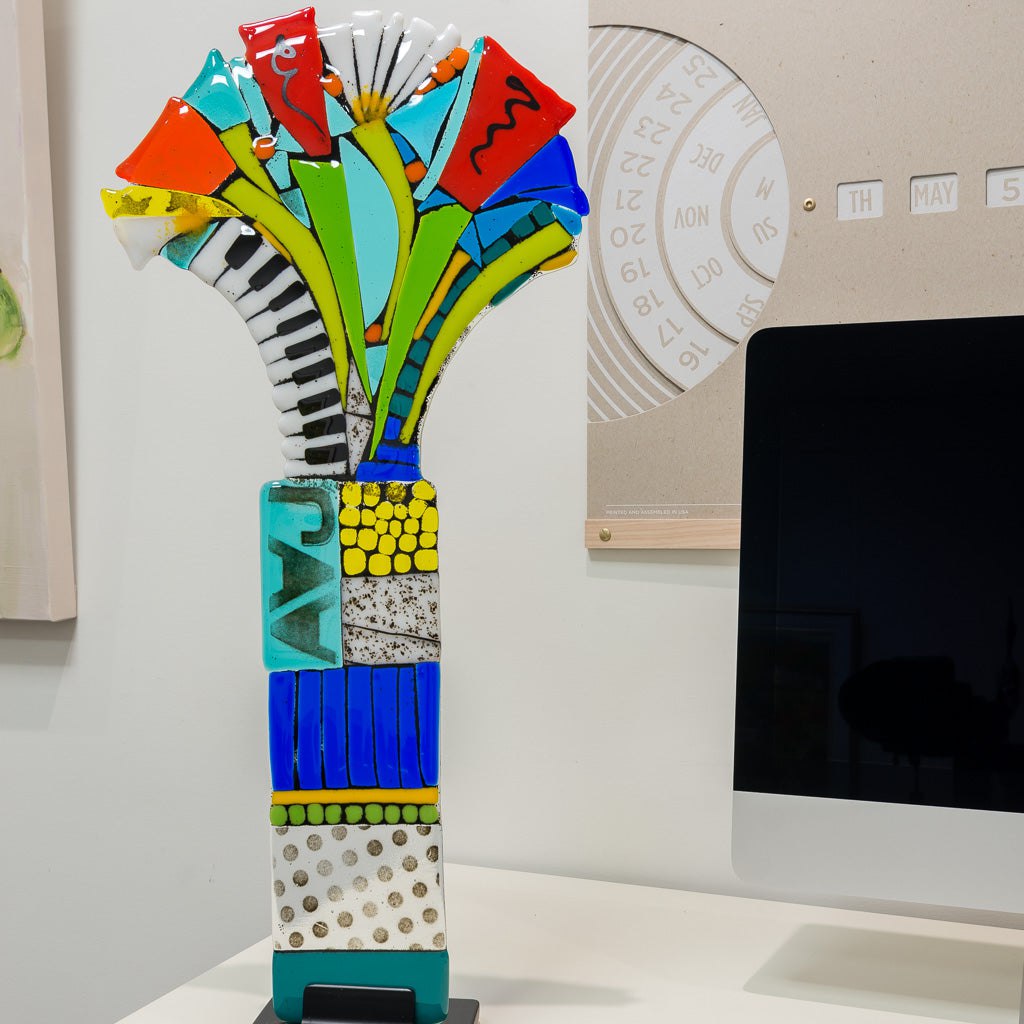 Musical Bouquet | 24&quot; x 12&quot; Hand fused glass with metal stand Tammy Hudgeon