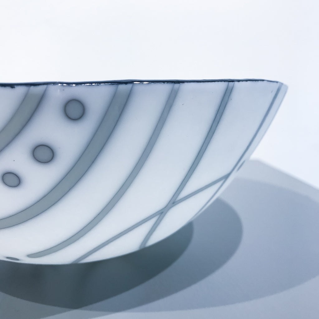 White Bowl #1 | 9.5" x 3.5" Kilnformed Glass Bob Leatherbarrow