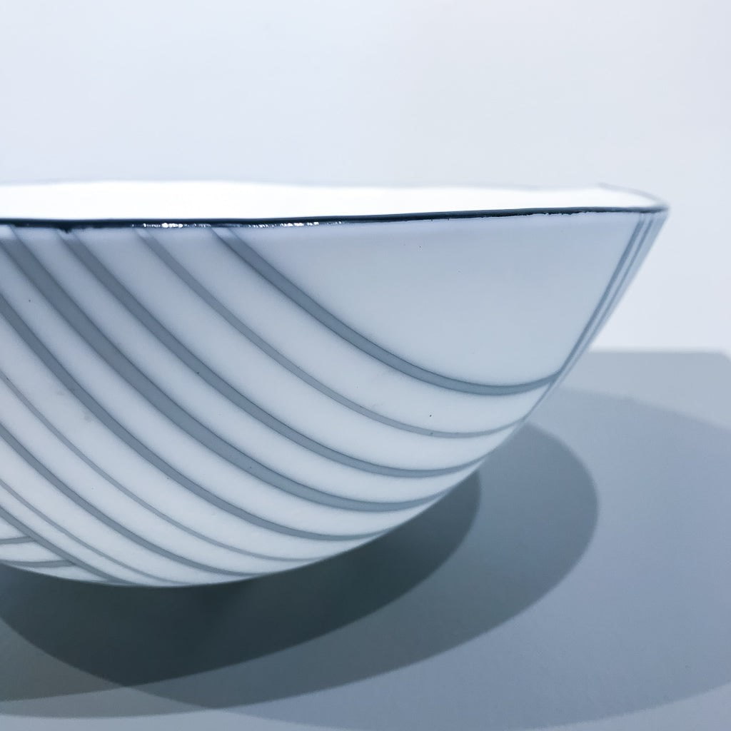 White Bowl #2 | 9.5" x 3.5" Kilnformed Glass Bob Leatherbarrow