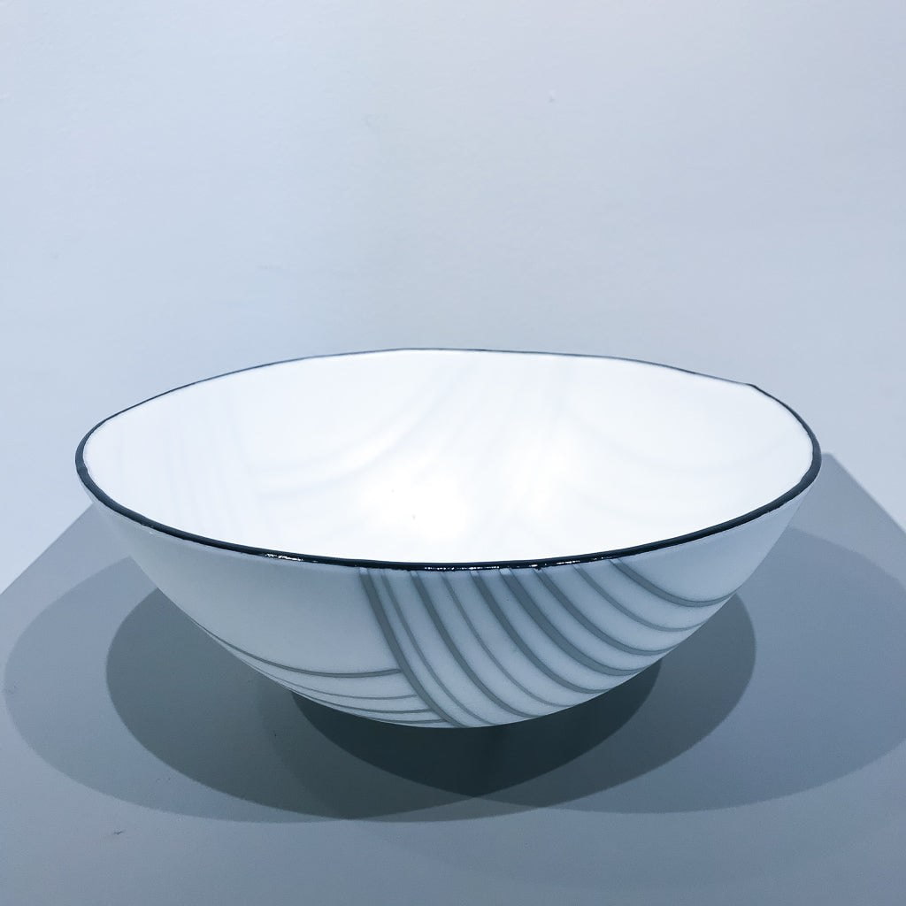 White Bowl #2 | 9.5" x 3.5" Kilnformed Glass Bob Leatherbarrow