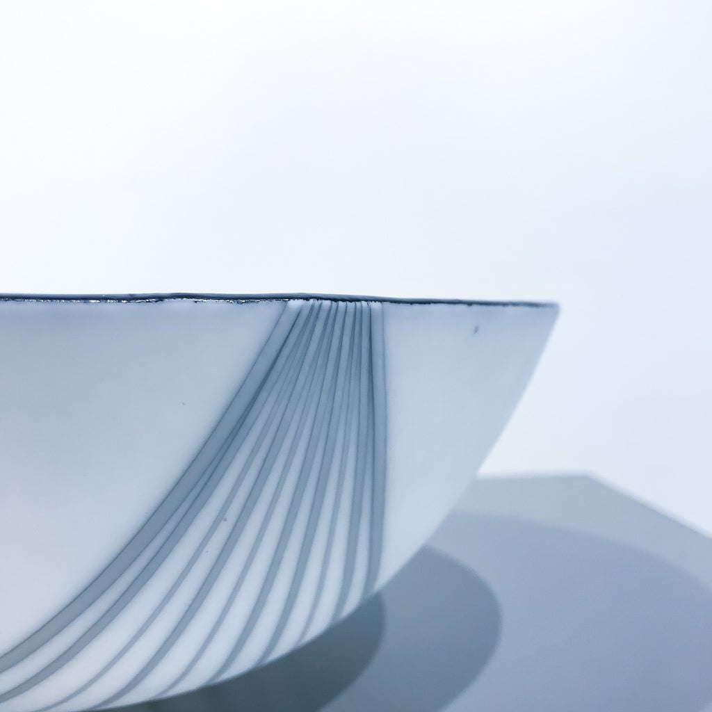 White Bowl #3 | 9.5" x 3.5" Kilnformed Glass Bob Leatherbarrow