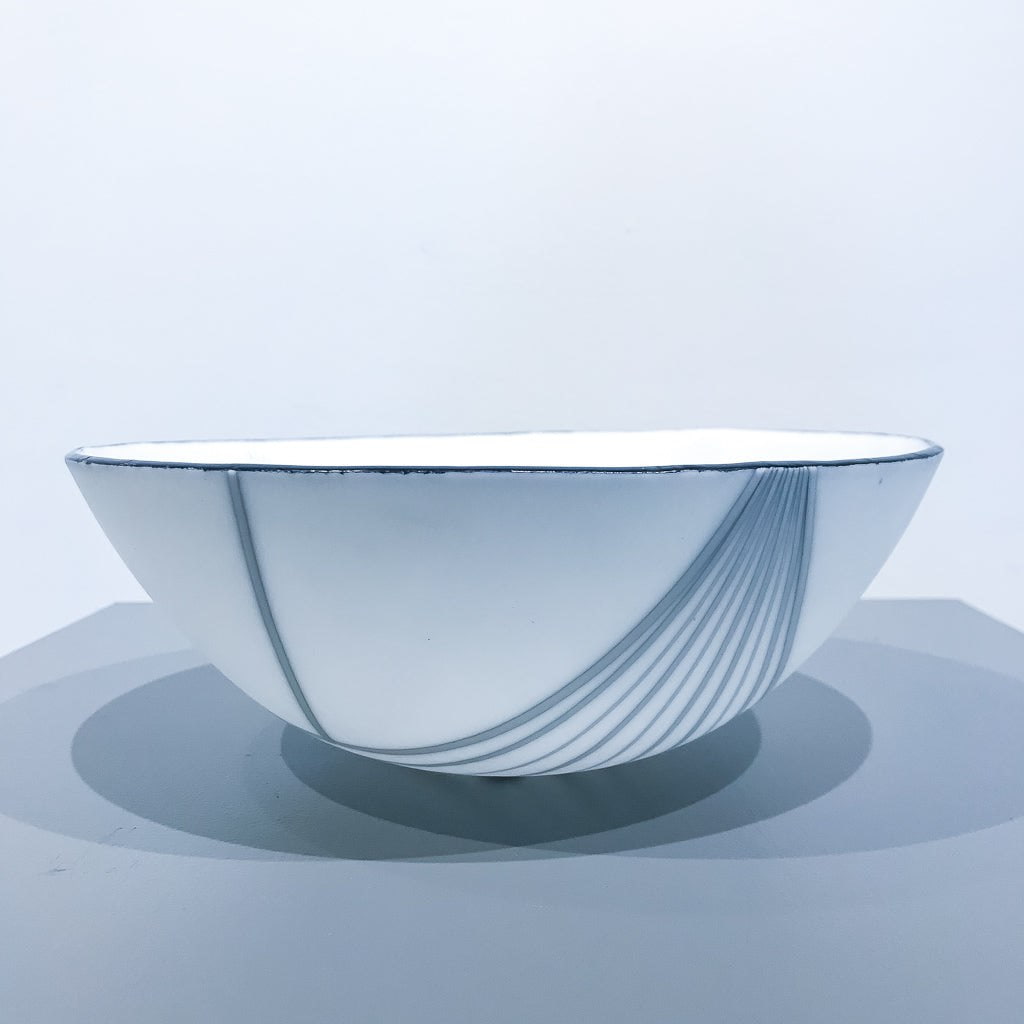 White Bowl #3 | 9.5" x 3.5" Kilnformed Glass Bob Leatherbarrow