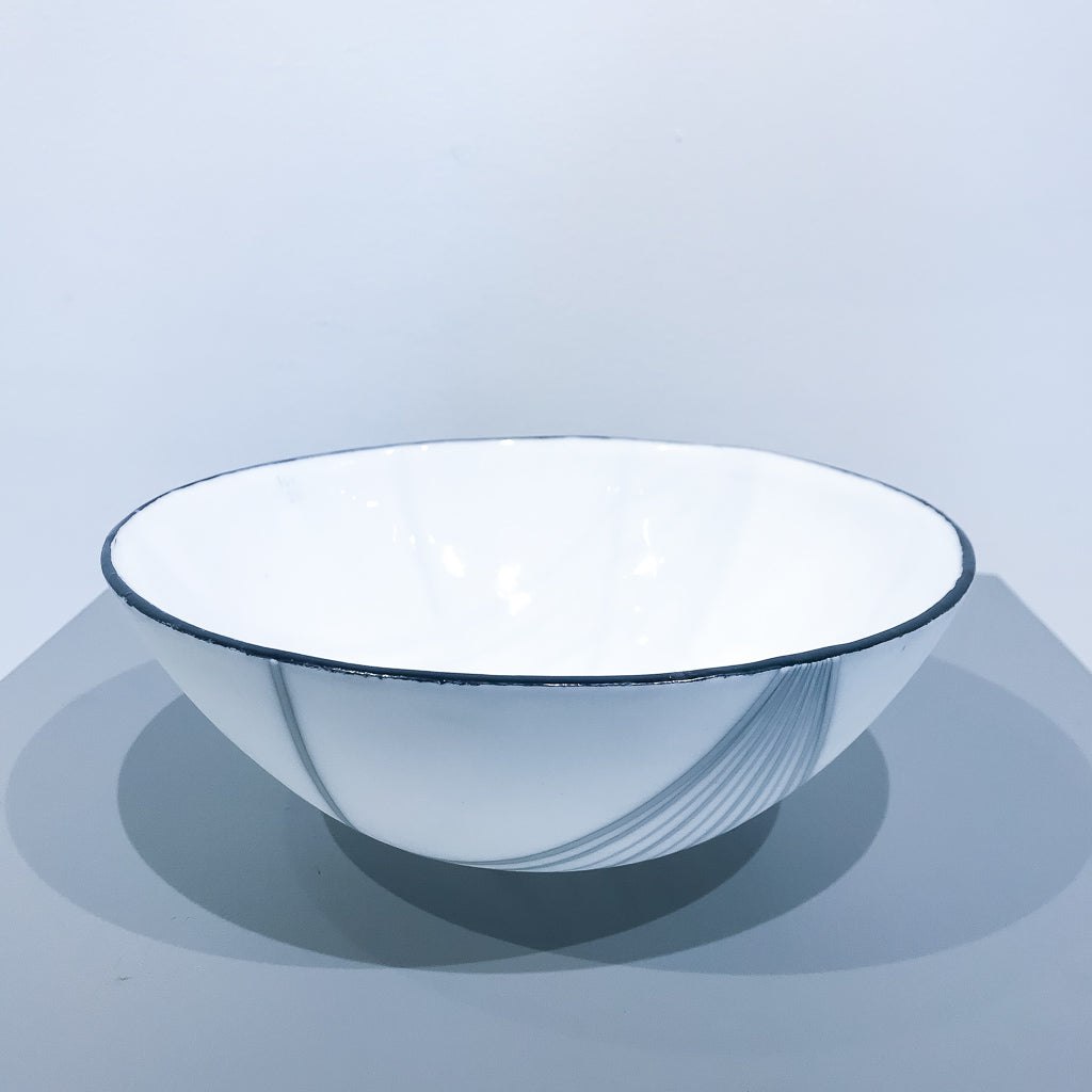 White Bowl #3 | 9.5&quot; x 3.5&quot; Kilnformed Glass Bob Leatherbarrow