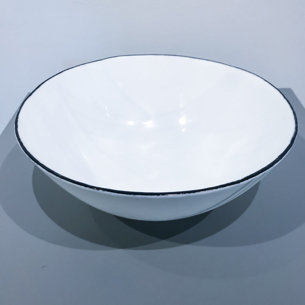 Bob Leatherbarrow White Bowl #4 | 9.5" x 3.5" Kilnformed Glass