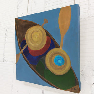 Irene Klar Hats and Paddles | 18" x 18" Acrylic on Canvas