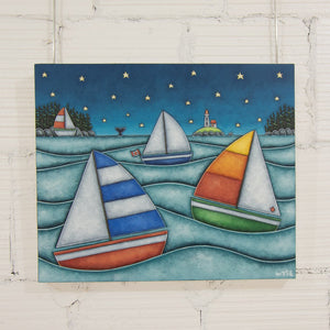 Peter Wyse Night Sailing | 20" x 24" Acrylic on Birch Panel