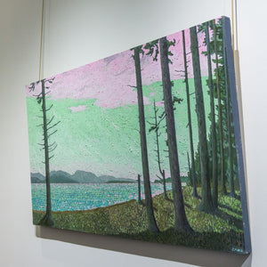 Joel Mara Rathtrevor Park in Pink | 32" x 54" Oil on Canvas