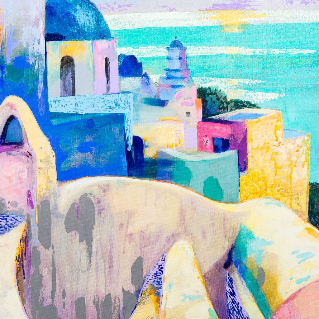 Santorini Sundown | 48" x 36" Acrylic on Canvas Paul Jorgensen