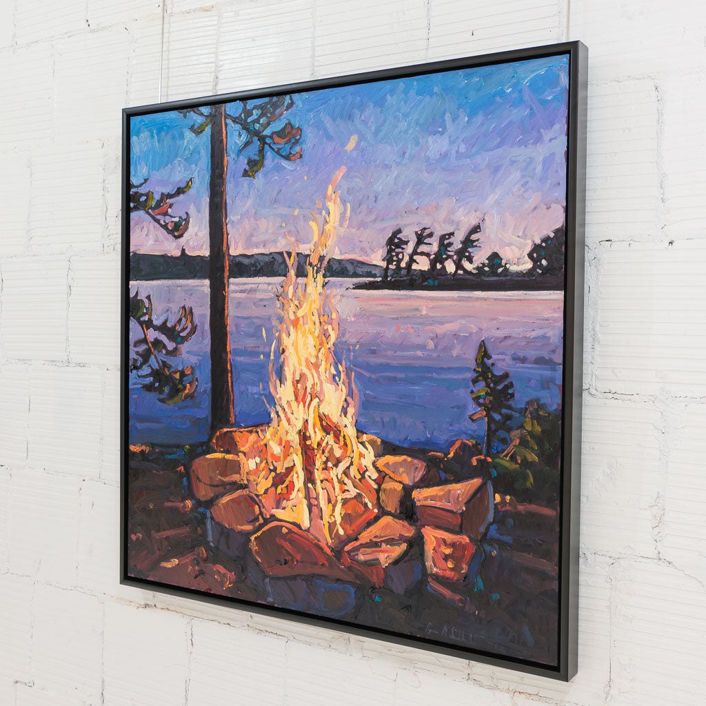 Roaring Fire at Twilight | 48" x 48" Oil on Canvas Ryan Sobkovich