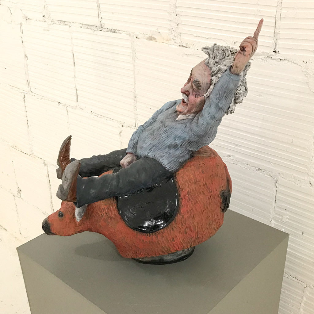 Albert enjoyed the rush of discovery | 21" x 17" x 10" Ceramic Elaine Brewer-White