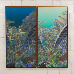 John Ogilvy 9am to 9pm | 59.5" x 58" (Diptych) Oil on Canvas