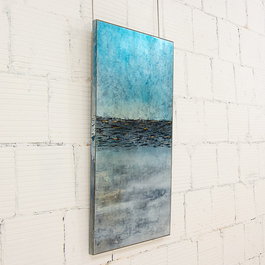 Swimming Upstream | 47" x 23.5" mixed media on panel David Graff