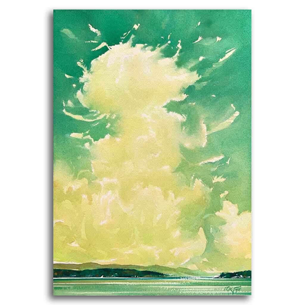 Ken Faulks Cumulus Light - Green | 13" x 9" Watercolour