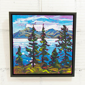 Ryan Sobkovich Mountain View Through the Pines | 18" x 18" Oil on Canvas