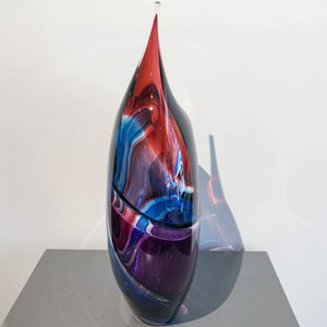 Paull Rodrigue Baby Incalmo Vessel - Red, Blue, and Purple | 9" x 15" Blown Glass