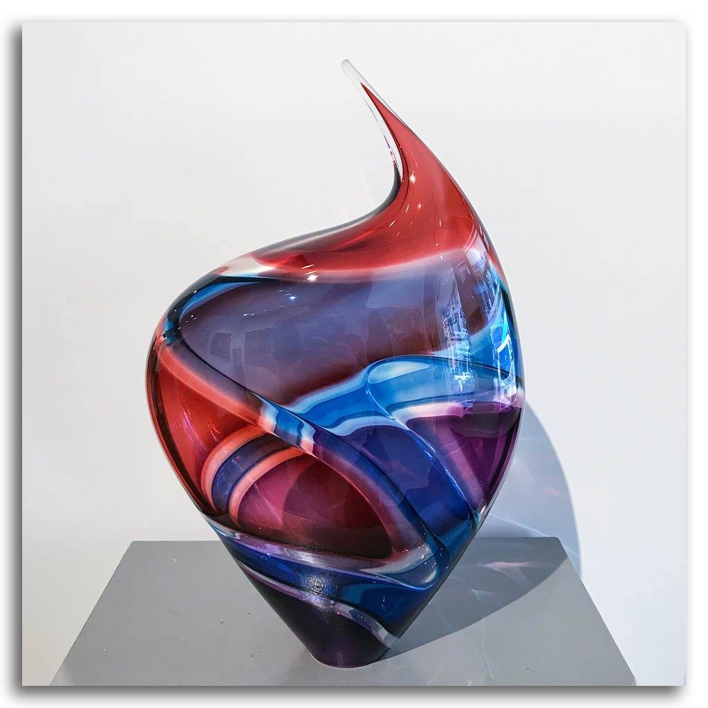 Baby Incalmo Vessel - Red, Blue, and Purple | 9&quot; x 15&quot; Blown Glass Paull Rodrigue