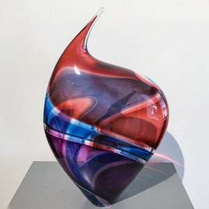 Paull Rodrigue Baby Incalmo Vessel - Red, Blue, and Purple | 9" x 15" Blown Glass