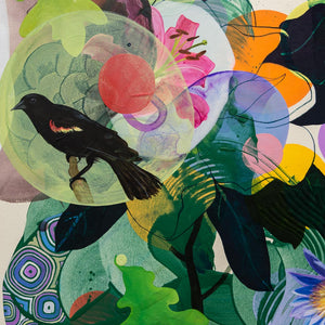 Sophie Carrier Blue Lotus | 40" x 30" Mixed Media on canvas