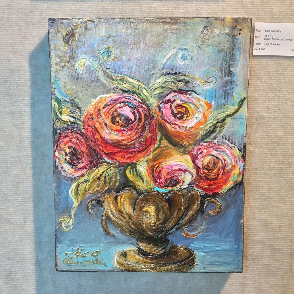 Elka Nowicka Blue Tapestry | 16" x 12" Mixed Media on canvas