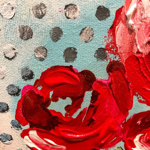 Elka Nowicka Bubble Gum Roses III | 6" x 6" Mixed Media on canvas