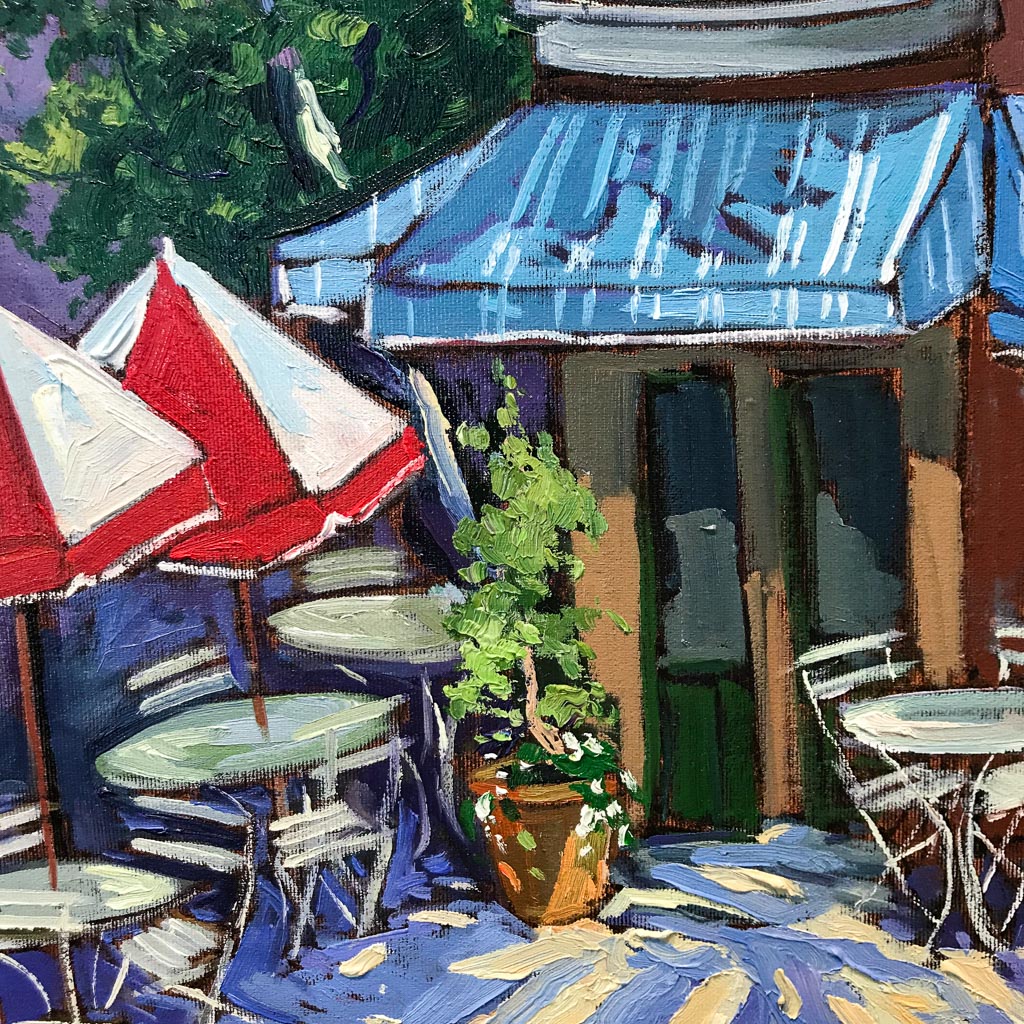 Robert Savignac Café Quartiar | 30" x 15" Oil on Canvas