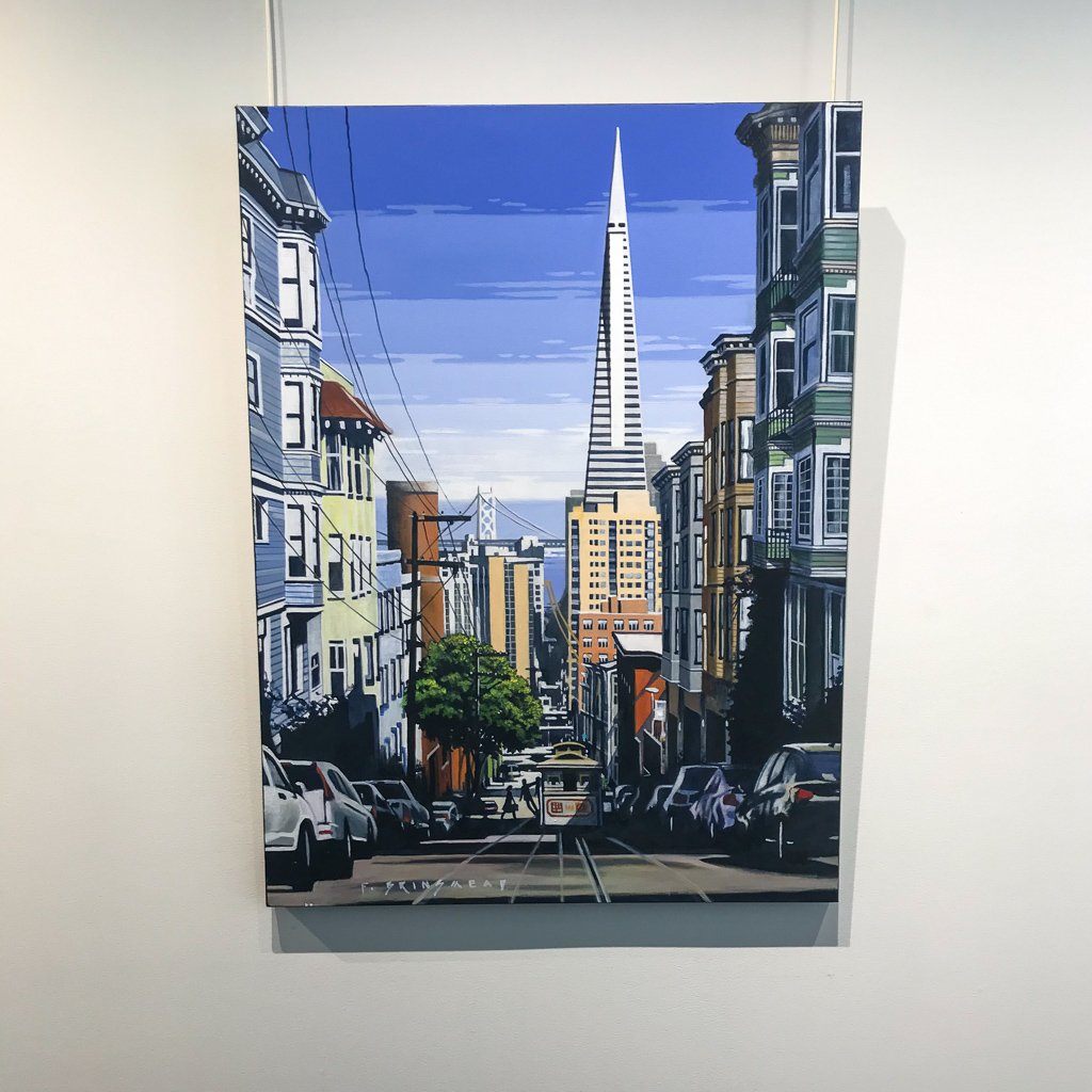 Catching a Cable Car | 40&quot; x 30&quot; Acrylic on Canvas Fraser Brinsmead